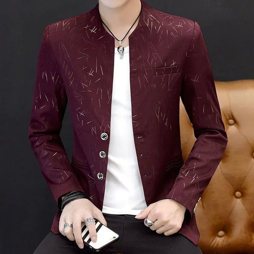 Gedruckt Koreanischen Version der selbst-anbau Stand-up Kragen Tunika Casual Dünne Jacke | tif-shop24.de