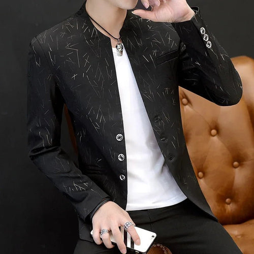 Gedruckt Koreanischen Version der selbst-anbau Stand-up Kragen Tunika Casual Dünne Jacke | tif-shop24.de