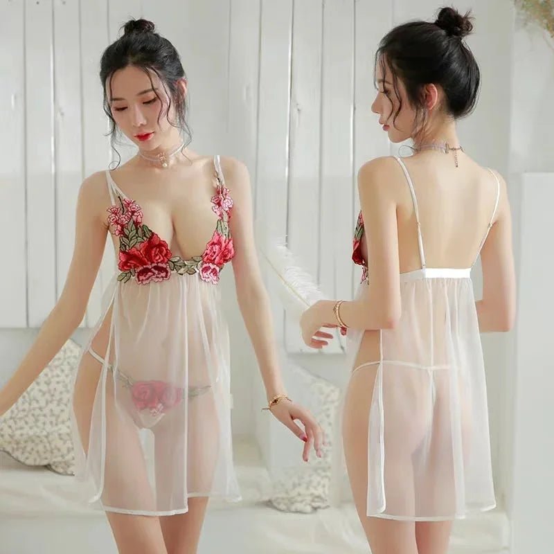 Spitze Nachthemd Tiefe V Mesh Nachtwäsche Nachthemden | tif-shop24.de