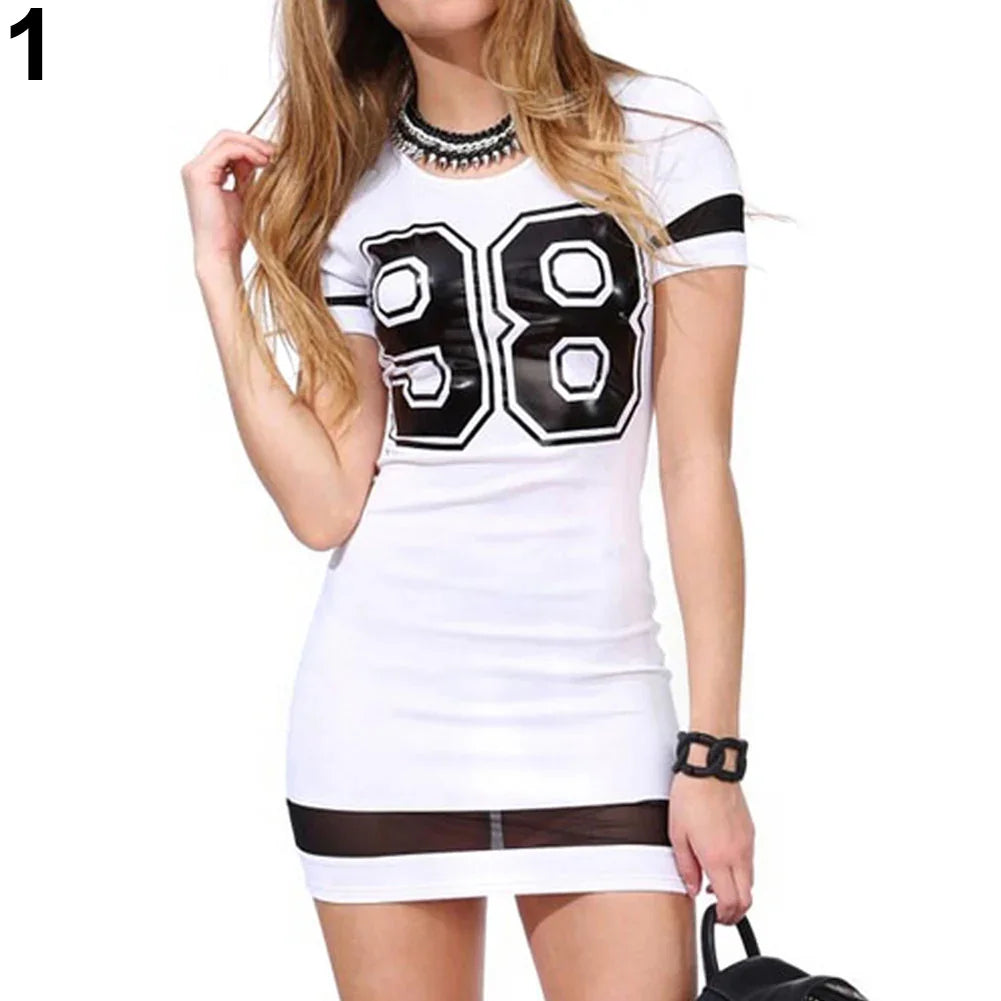 Sommer Casual Kurzarm 98 Print Party Cocktail Slim Mini Figurbetontes Kleid | tif-shop24.de