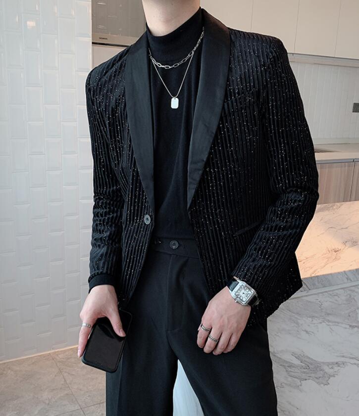 Neue Pailletten Design Blazer Sänger DJ Bühne Anzug Jacke Hochzeit Business Casual Blazer | tif-shop24.de