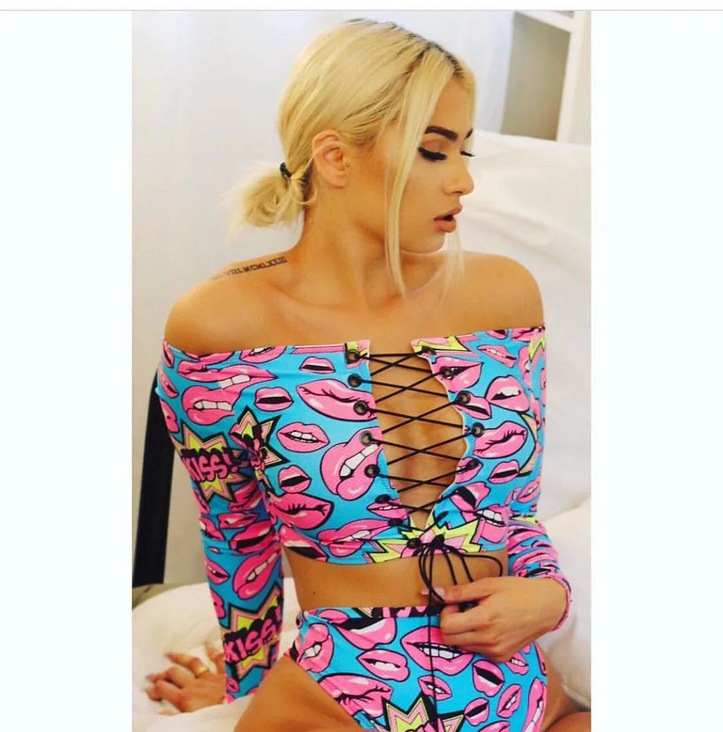 Sexy langärmliger Off-Shoulder-Slip Bikini Amazon Strapp | tif-shop24.de