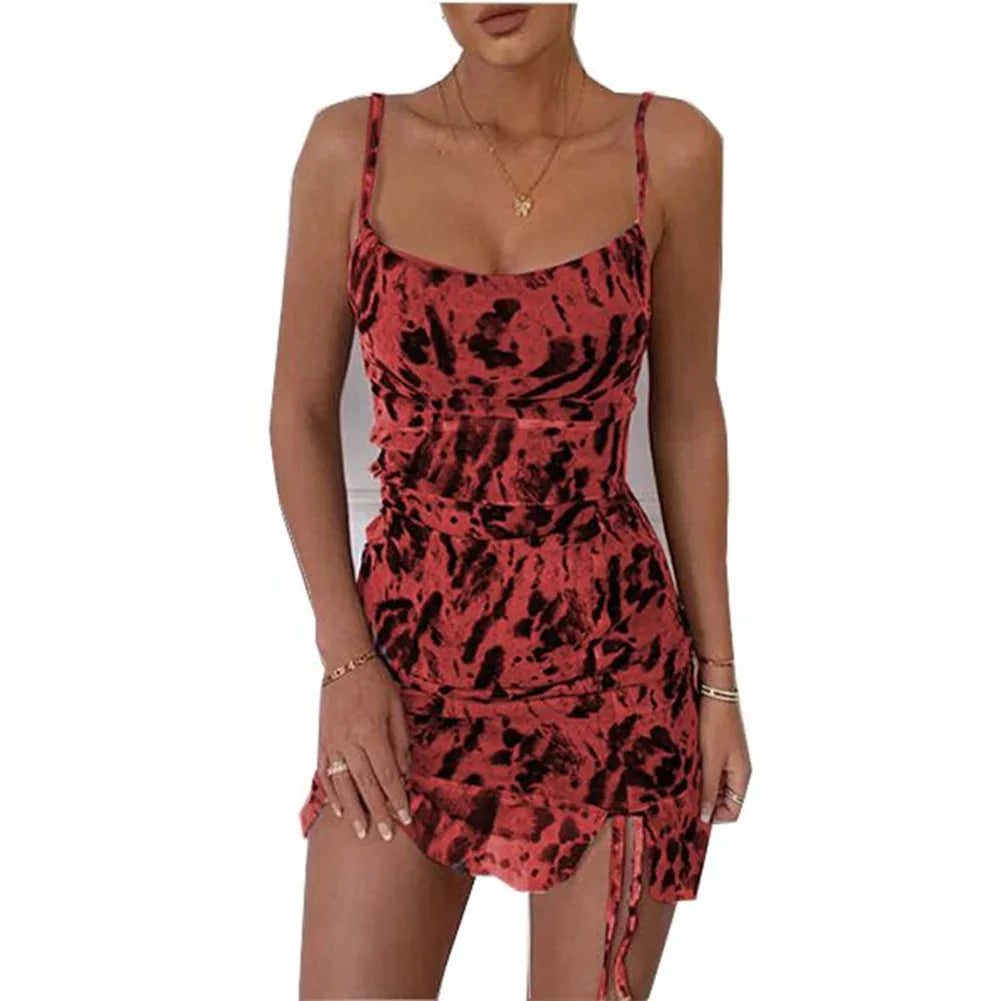 Hirigin Neue Sexy Tinte Floral Print Frauen Bodycon Kleid Sleeveless Strap Dünne Mini  mit Schlitz Saum Mode Dame Kleid | tif-shop24.de