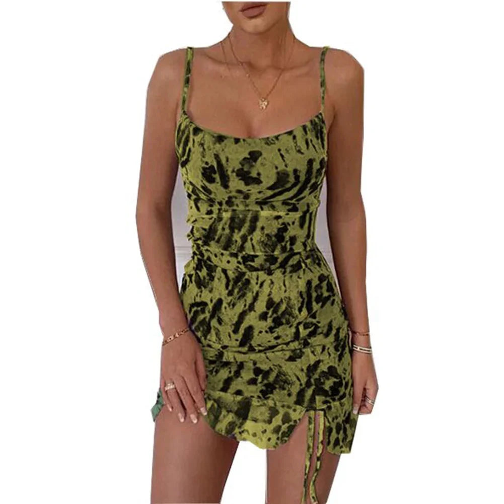 Hirigin Neue Sexy Tinte Floral Print Frauen Bodycon Kleid Sleeveless Strap Dünne Mini mit Schlitz Saum Mode Dame Kleid - tif-shop24.de