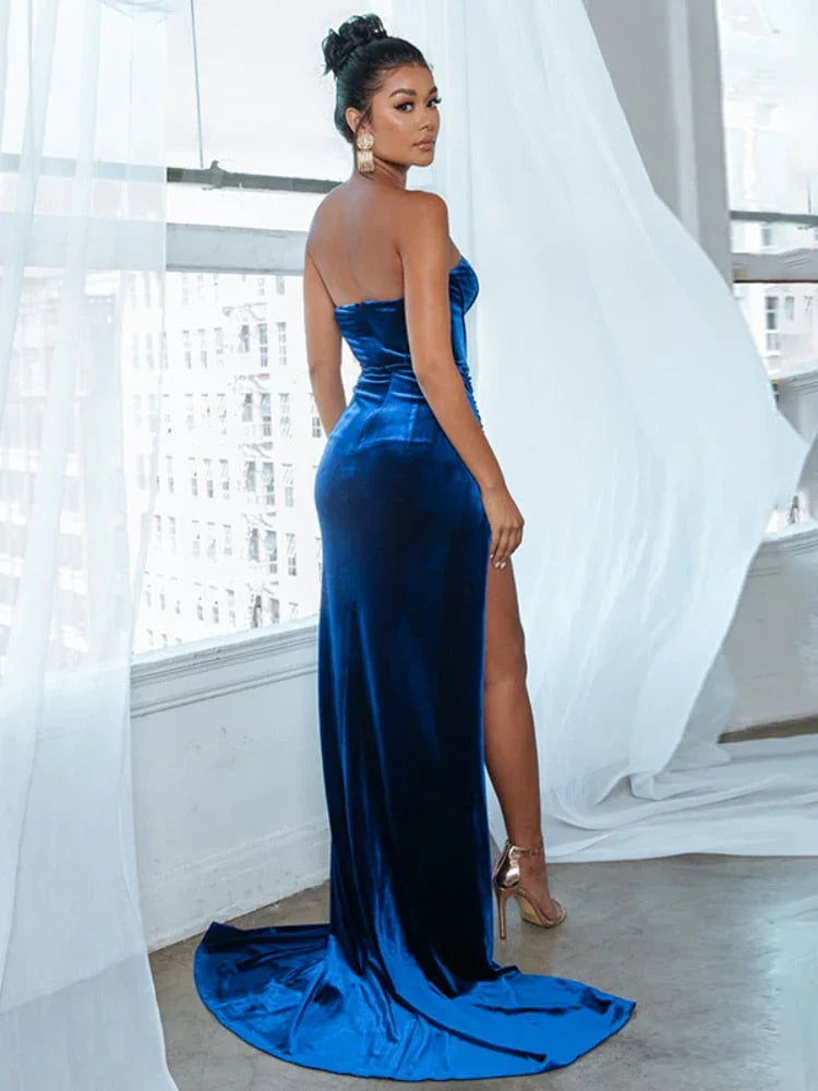 Tiara Backless Velvet Dress | tif-shop24.de