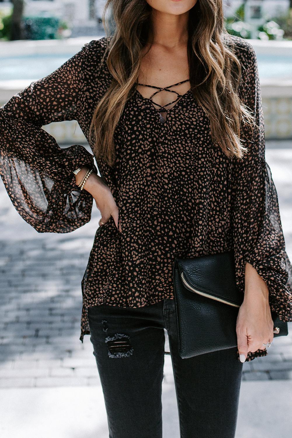 Schnürbluse mit Laternenärmeln - tif-shop24.de