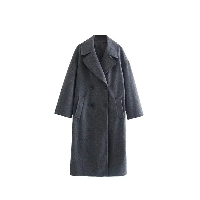 Dicke Wollmäntel Mit Knopf Lose Lange Ärmel Tasche Eleganter Mantel | tif-shop24.de