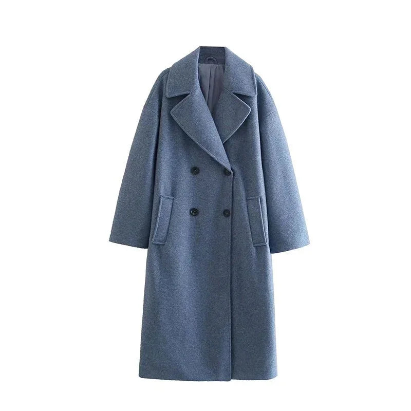 Dicke Wollmäntel Mit Knopf Lose Lange Ärmel Tasche Eleganter Mantel | tif-shop24.de