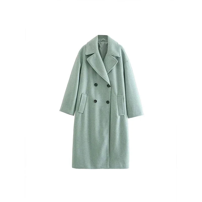 Dicke Wollmäntel Mit Knopf Lose Lange Ärmel Tasche Eleganter Mantel | tif-shop24.de