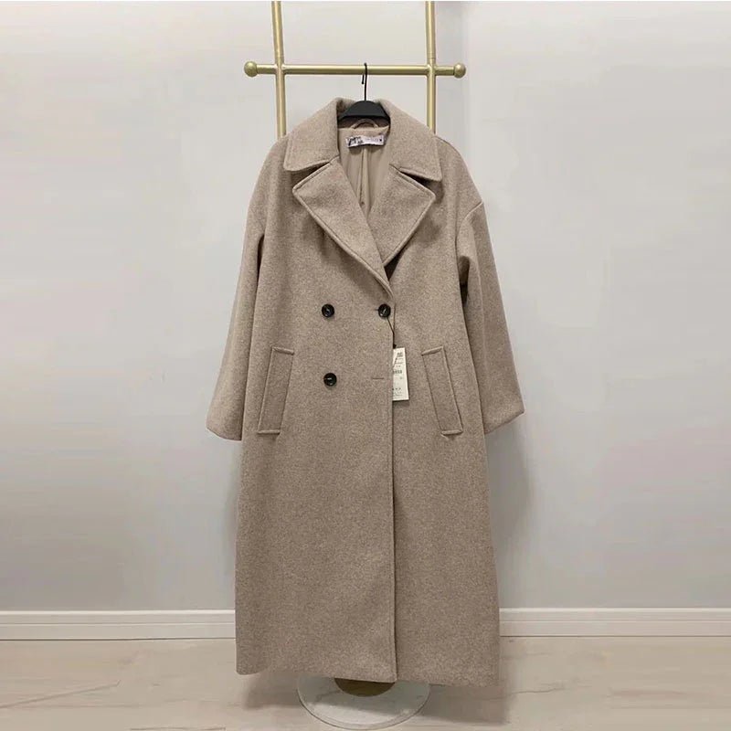 Dicke Wollmäntel Mit Knopf Lose Lange Ärmel Tasche Eleganter Mantel | tif-shop24.de