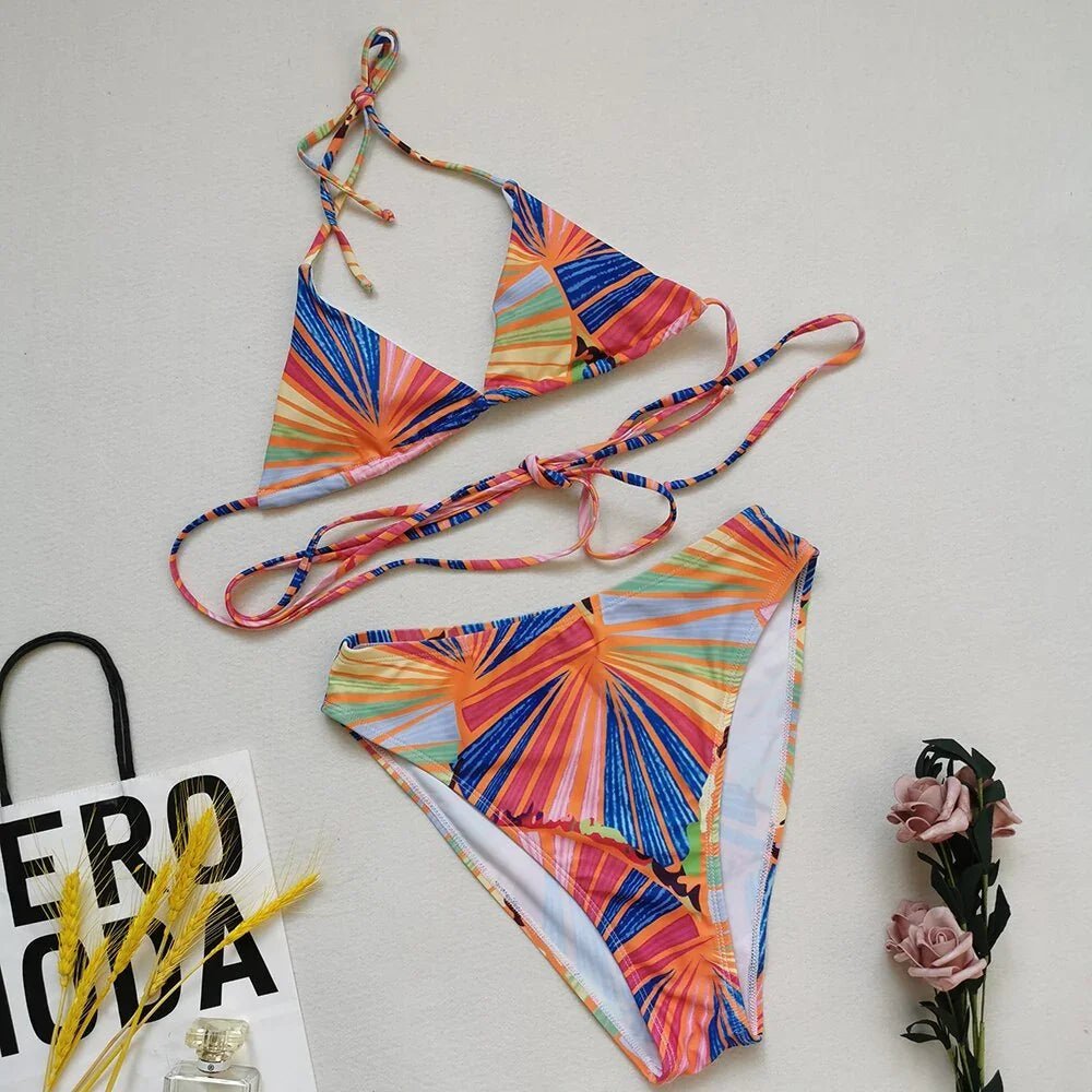 Gedruckt Bikini Set Sexy Backless Split Bikini Set Mode Engen Spitze-Up | tif-shop24.de