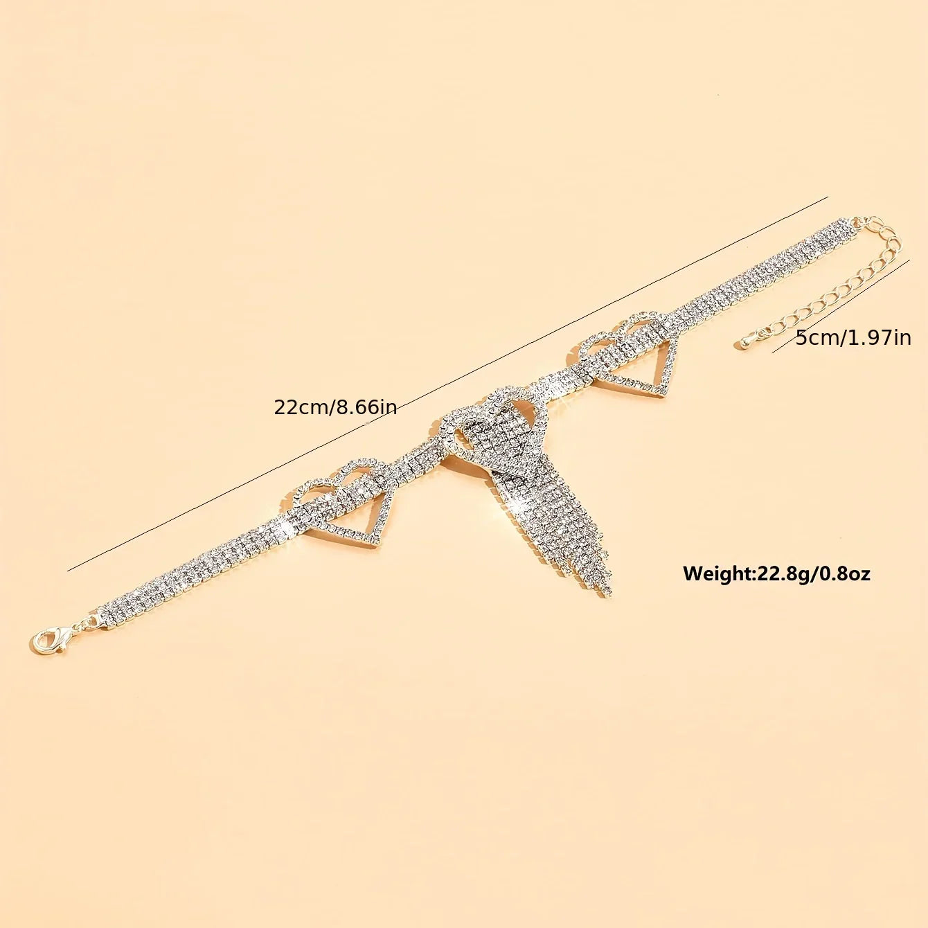 Bling Bling Lange Quaste Hohl Liebe Herz Klaue Kette Fußkettchen Eingelegte Glänzende Strass Fußschmuck Dekoration | tif-shop24.de