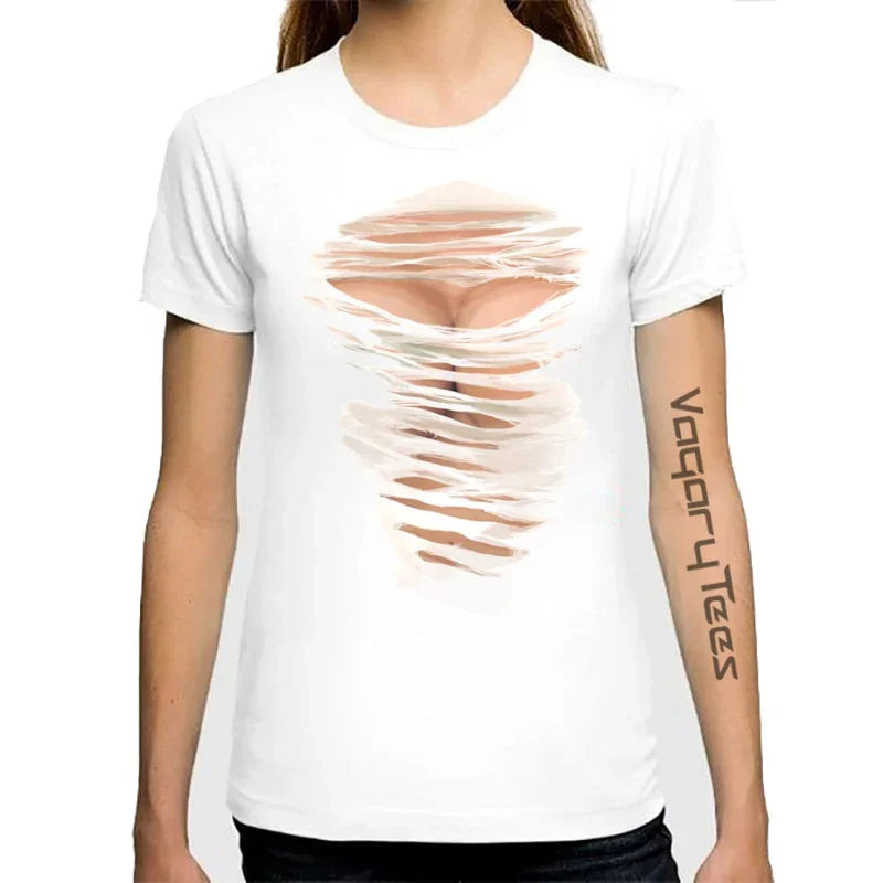 Sommer Kühl Tops Casual 3D Titten Drucken und Kurzarm O Ansatz  Große Brüste Sexy Brust design Druck | tif-shop24.de