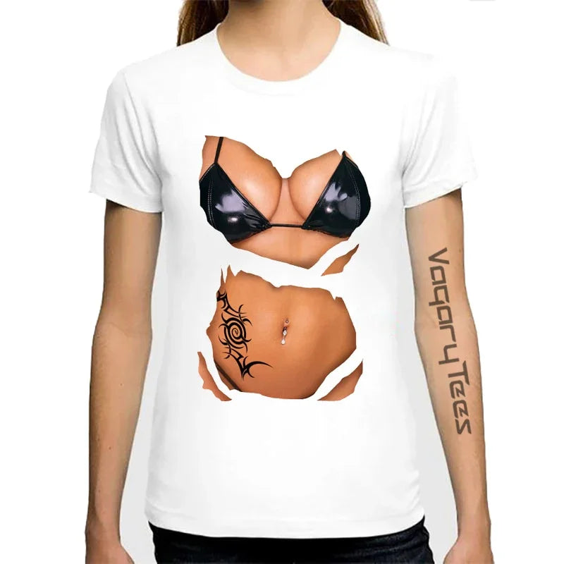 Sommer Kühl Tops Casual 3D Titten Drucken und Kurzarm O Ansatz  Große Brüste Sexy Brust design Druck | tif-shop24.de