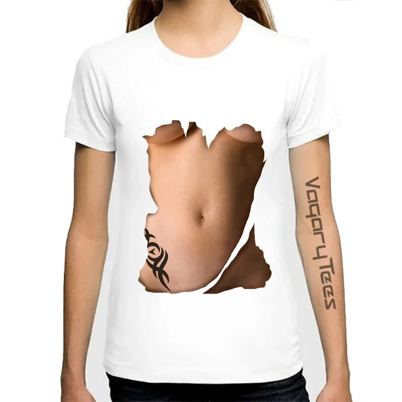 Sommer Kühl Tops Casual 3D Titten Drucken und Kurzarm O Ansatz  Große Brüste Sexy Brust design Druck | tif-shop24.de