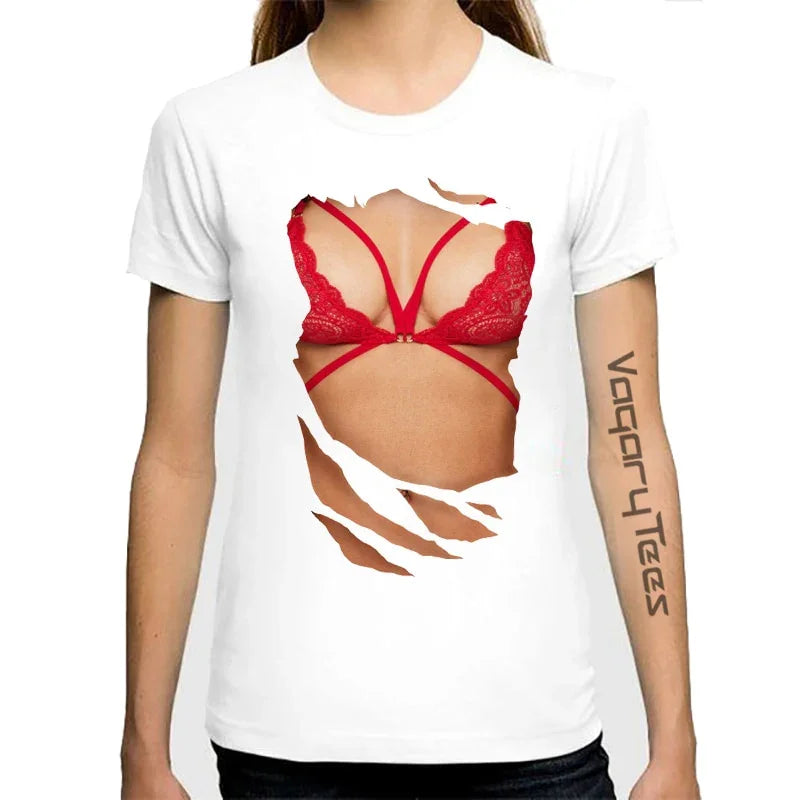 Sommer Kühl Tops Casual 3D Titten Drucken und Kurzarm O Ansatz  Große Brüste Sexy Brust design Druck | tif-shop24.de