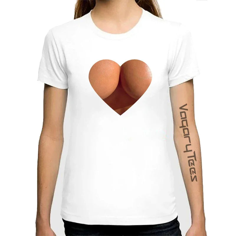 Sommer Kühl Tops Casual 3D Titten Drucken und Kurzarm O Ansatz  Große Brüste Sexy Brust design Druck | tif-shop24.de