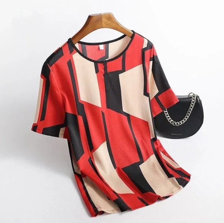 Frauen Shirts Mode T-shirts Damen Print Zauber Farbe Streifen Dame Kurzarm Plus Lose Größe s-xxxxl Tops | tif-shop24.de