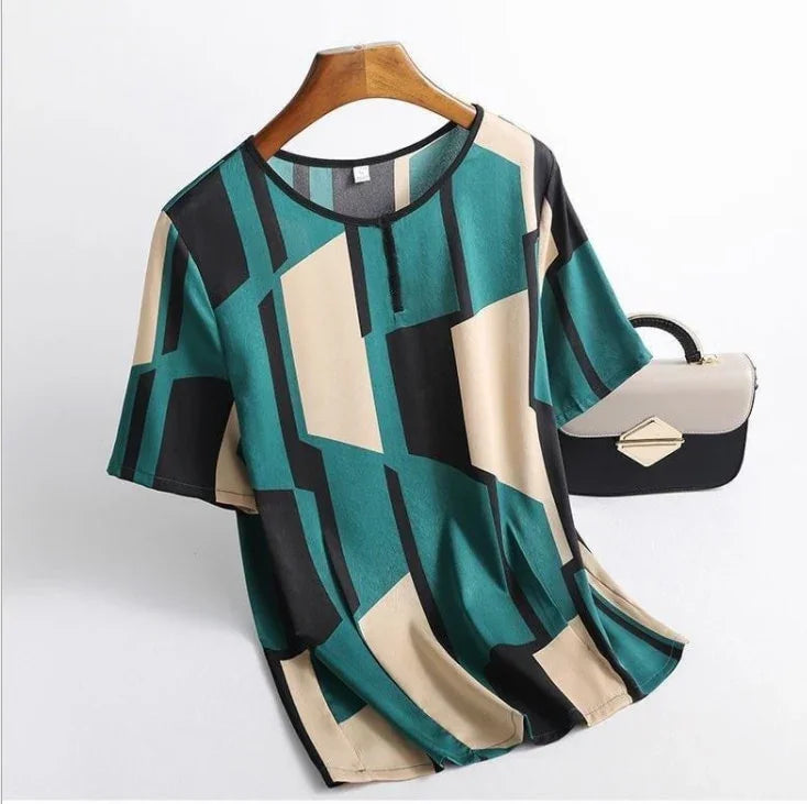 Frauen Shirts Mode T-shirts Damen Print Zauber Farbe Streifen Dame Kurzarm Plus Lose Größe s-xxxxl Tops | tif-shop24.de