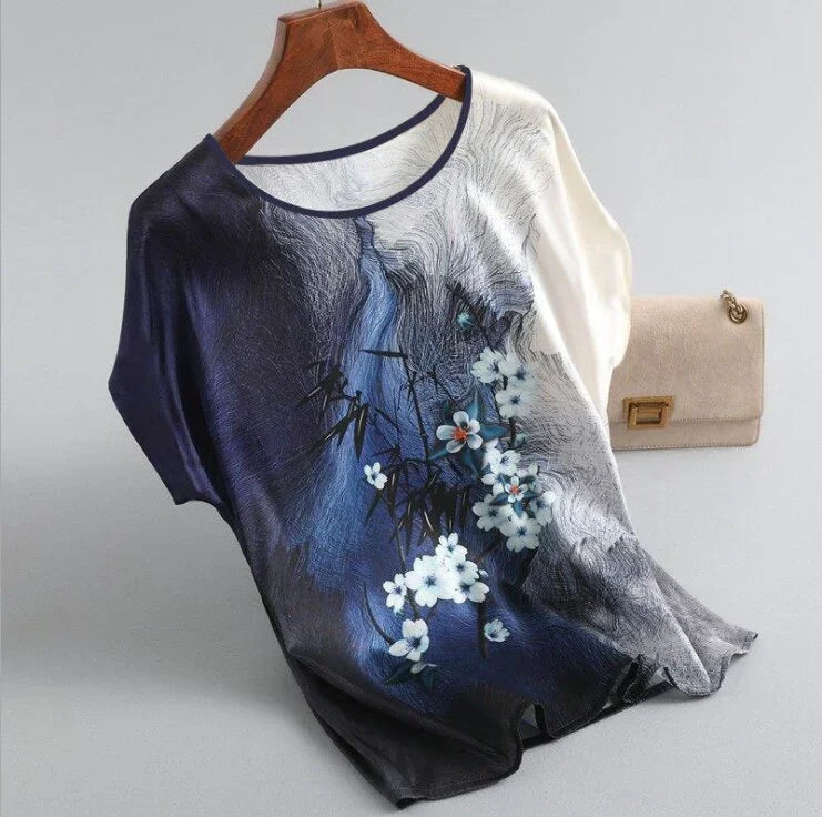 Frauen Shirts Mode T-shirts Damen Print Zauber Farbe Streifen Dame Kurzarm Plus Lose Größe s-xxxxl Tops | tif-shop24.de