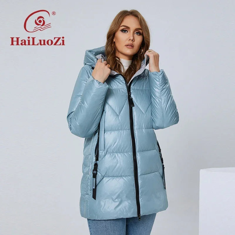 HaiLuoZi Unten Jacke Mid-lange Plus Größe Winter Mantel Fashion Zipper  Dicken Parka Baumwolle Casual | tif-shop24.de