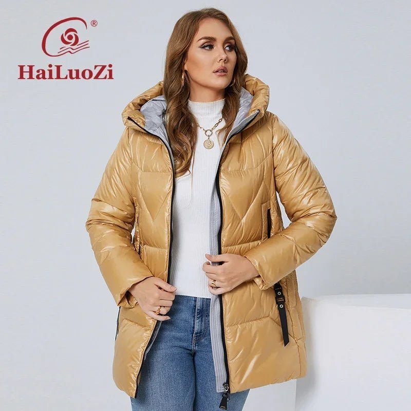 HaiLuoZi Unten Jacke Mid-lange Plus Größe Winter Mantel Fashion Zipper  Dicken Parka Baumwolle Casual | tif-shop24.de