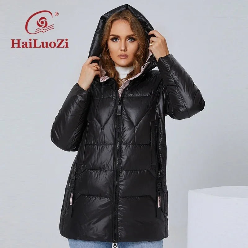 HaiLuoZi Unten Jacke Mid-lange Plus Größe Winter Mantel Fashion Zipper  Dicken Parka Baumwolle Casual | tif-shop24.de