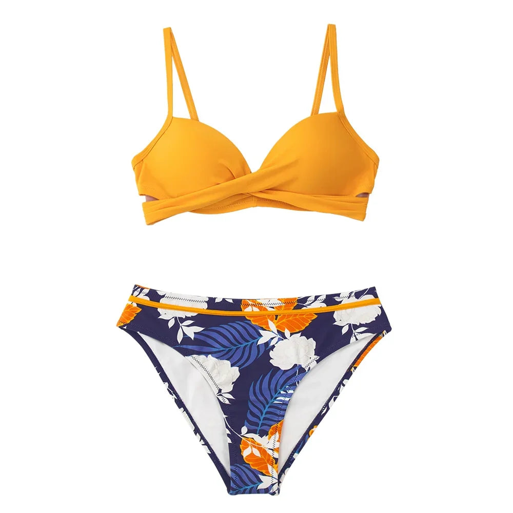CUPSHE Push Up Blumen Wrap Bikini Sexy Tanga Badeanzüge Strand | tif-shop24.de