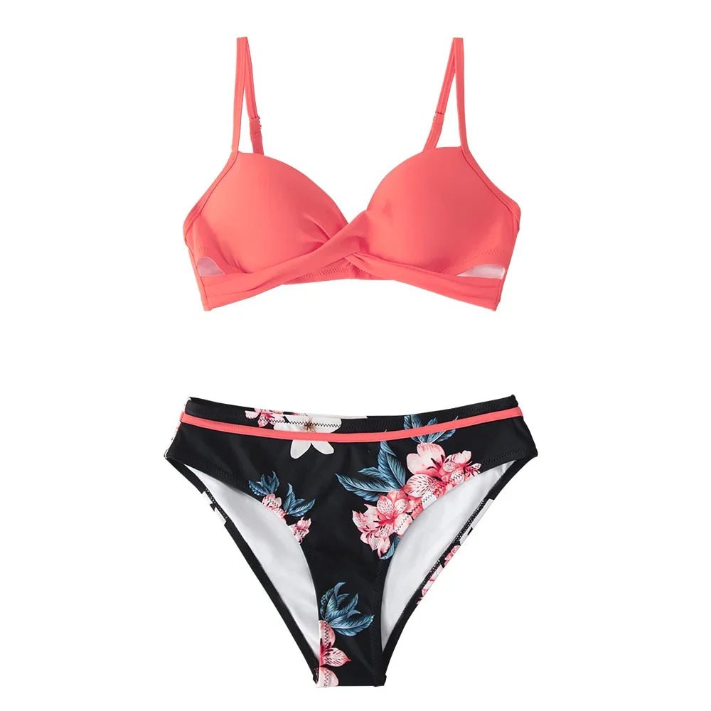 CUPSHE Push Up Blumen Wrap Bikini Sexy Tanga Badeanzüge Strand | tif-shop24.de