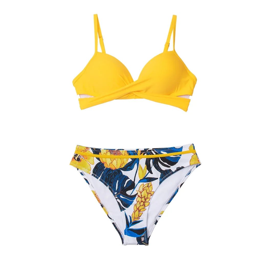 CUPSHE Push Up Blumen Wrap Bikini Sexy Tanga Badeanzüge Strand - tif-shop24.de