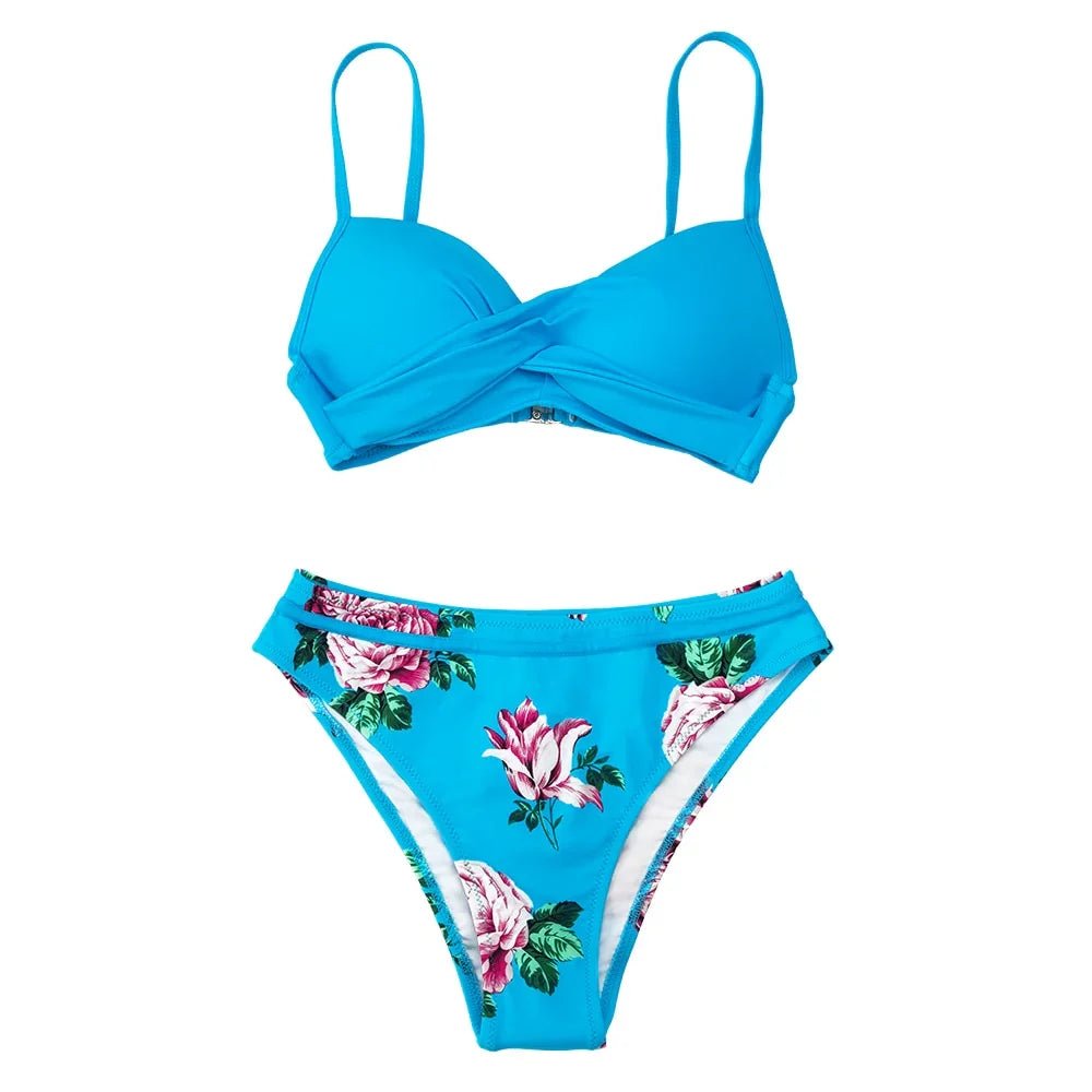 CUPSHE Push Up Blumen Wrap Bikini Sexy Tanga Badeanzüge Strand - tif-shop24.de