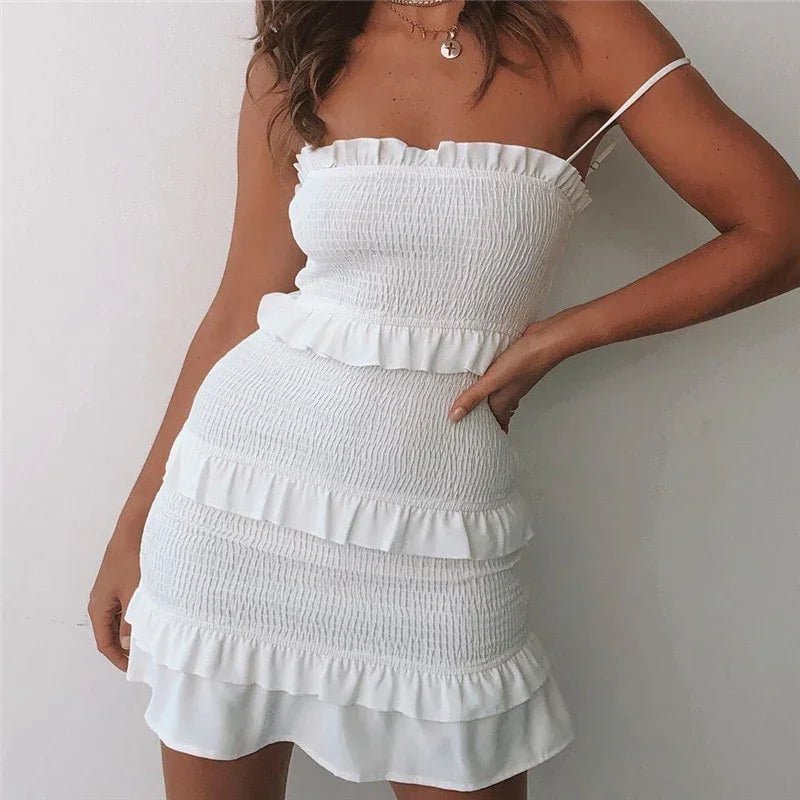 Neue Party Spitze Blume Backless Mini Kleid Sommer Sexy Sling Spaghettiträger Tiefem V-Ausschnitt Hochzeit Club Vestidos | tif-shop24.de