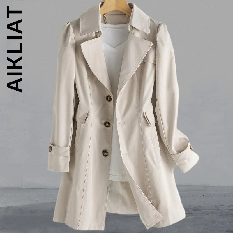 Aikliat Elegant Langer Winter Trenchcoat Lose Mantel Mode Lässig Parkas Trench Warm Streetwear | tif-shop24.de