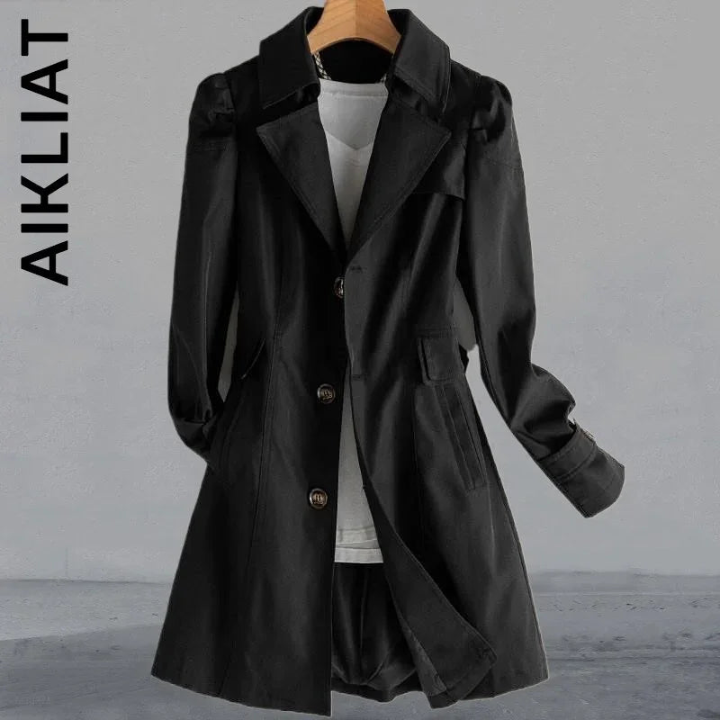 Aikliat Elegant Langer Winter Trenchcoat Lose Mantel Mode Lässig Parkas Trench Warm Streetwear | tif-shop24.de