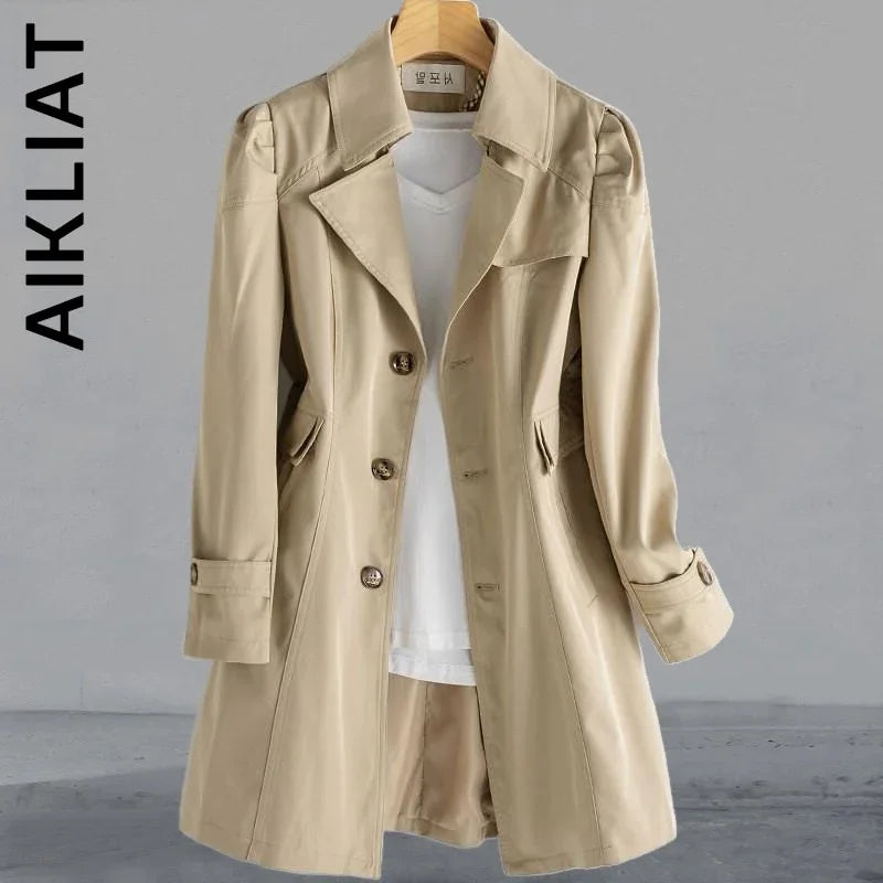 Aikliat Elegant Langer Winter Trenchcoat Lose Mantel Mode Lässig Parkas Trench Warm Streetwear | tif-shop24.de