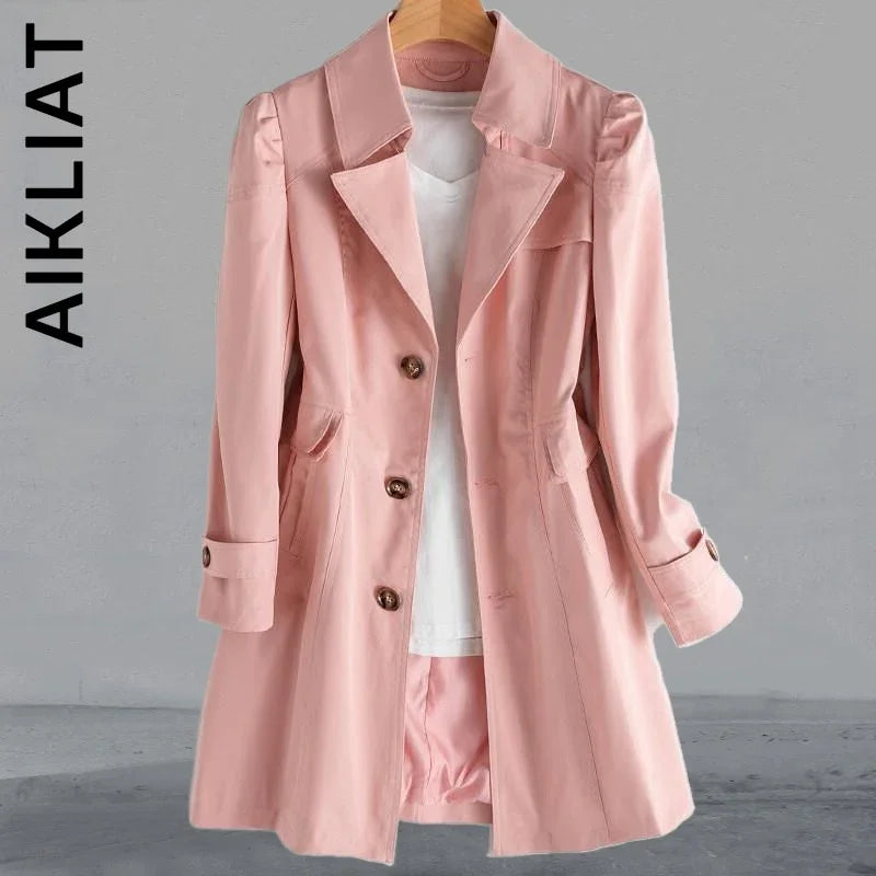 Aikliat Elegant Langer Winter Trenchcoat Lose Mantel Mode Lässig Parkas Trench Warm Streetwear | tif-shop24.de