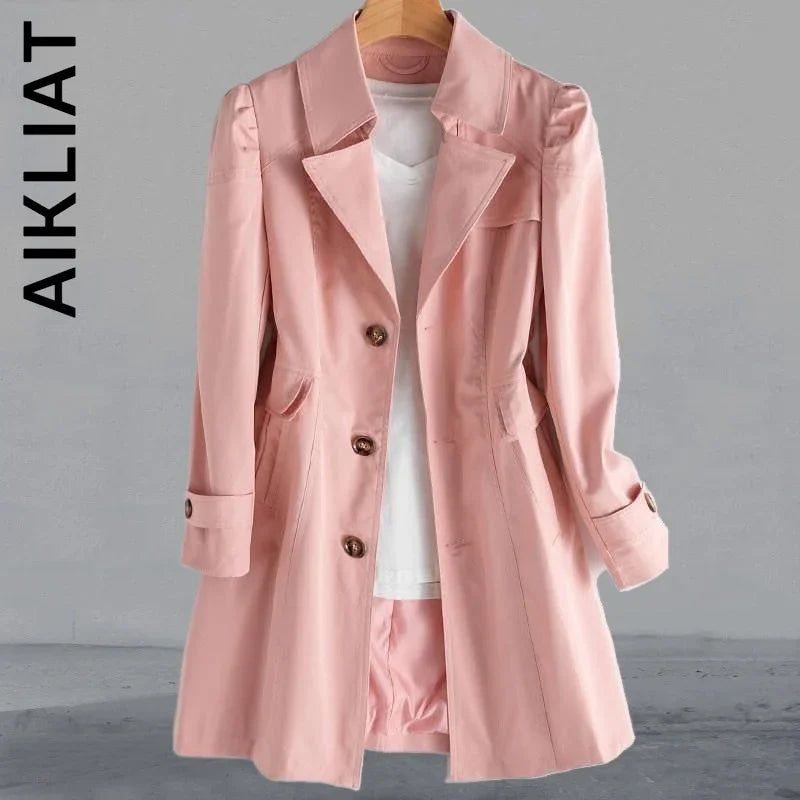 Aikliat Elegant Langer Winter Trenchcoat Lose Mantel Mode Lässig Parkas Trench Warm Streetwear | tif-shop24.de