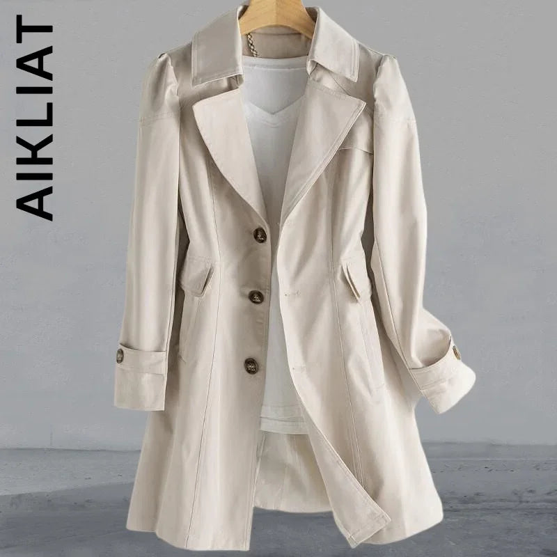 Aikliat Elegant Langer Winter Trenchcoat Lose Mantel Mode Lässig Parkas Trench Warm Streetwear | tif-shop24.de