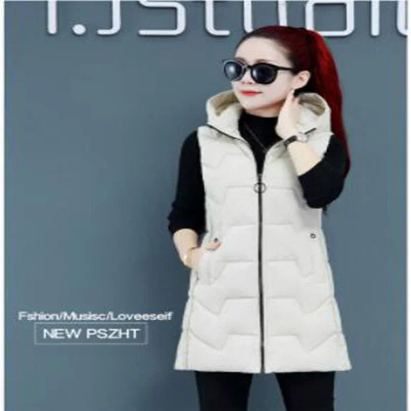 Neue Marke Winter Winddichte Warme Lange Baumwollweste Lässige Ärmellose Mantelweste mit Kapuze | tif-shop24.de