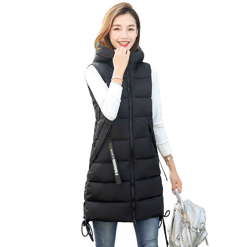 Neue Marke Winter Winddichte Warme Lange Baumwollweste Lässige Ärmellose Mantelweste mit Kapuze | tif-shop24.de