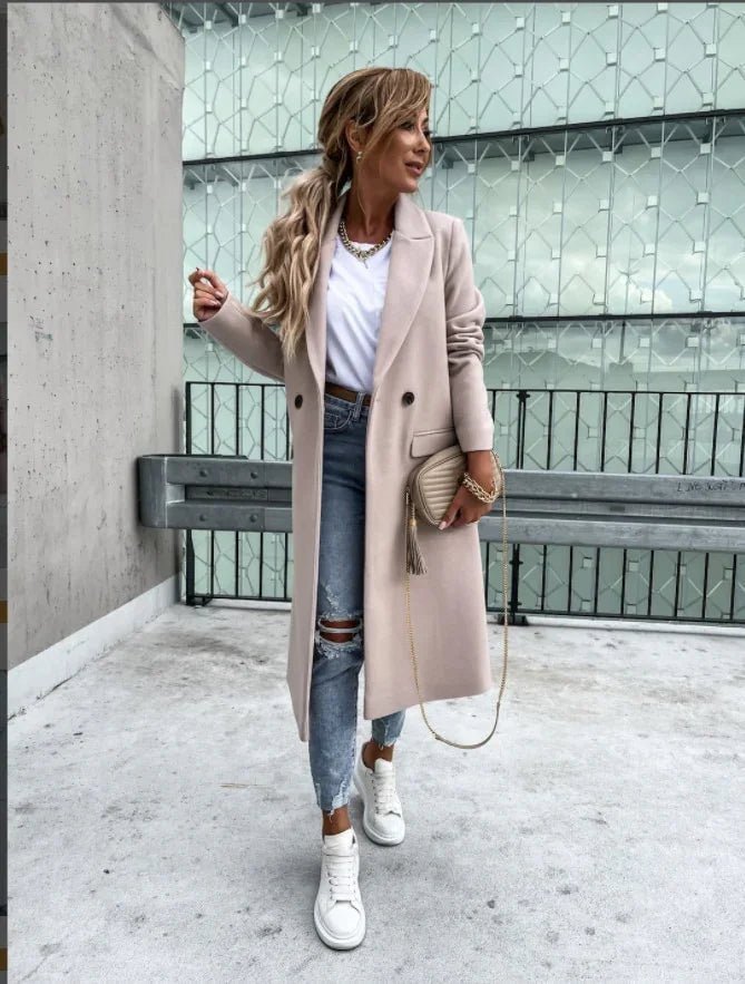 Beliebter Langer Anzug Kragen Wollmantel | tif-shop24.de