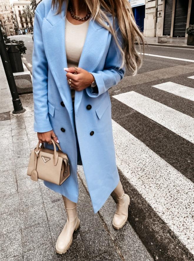 Beliebter Langer Anzug Kragen Wollmantel | tif-shop24.de