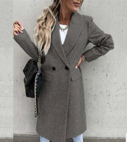 Beliebter Langer Anzug Kragen Wollmantel | tif-shop24.de