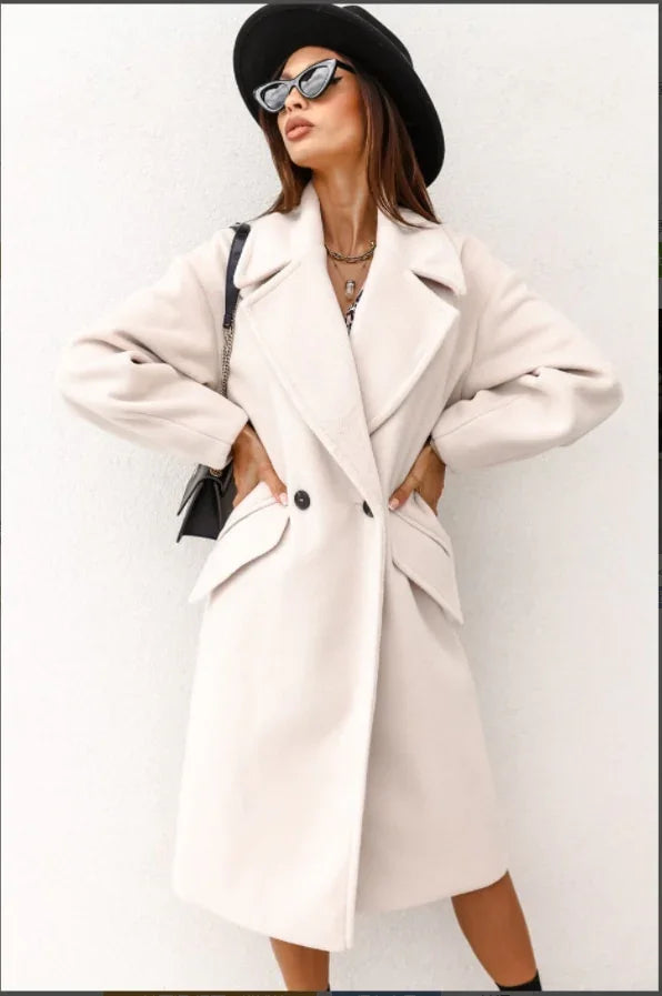 Beliebter Langer Anzug Kragen Wollmantel | tif-shop24.de