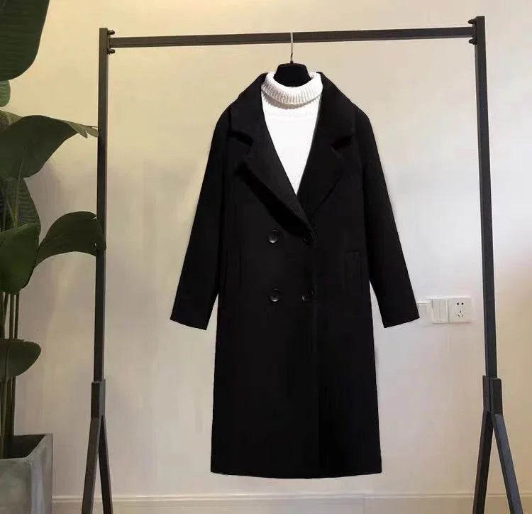 Beige schwarze lange hülse mantel - tif-shop24.de