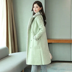 Mode Faux Leder Wildleder Pelz Schaffell Langen Mantel Koreanische Cropped | tif-shop24.de