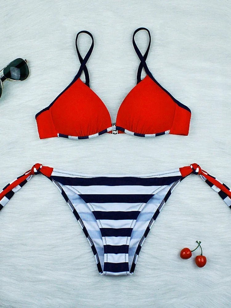 Sexy Bikini Push-Up Frauen Badeanzug 2022 Neue Solide Stripe Bikinis Set Bademode Sommer Brasilianische Strand Badeanzug Weibliche Biquini | tif-shop24.de
