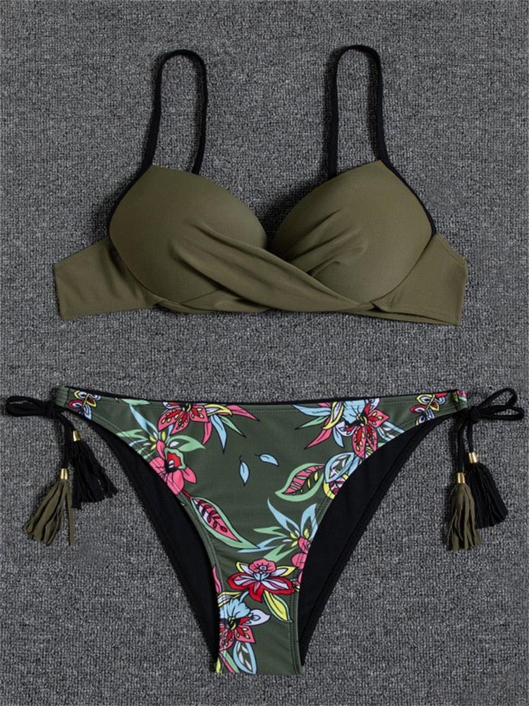 Sexy Bikini Push-Up Frauen Badeanzug 2022 Neue Solide Stripe Bikinis Set Bademode Sommer Brasilianische Strand Badeanzug Weibliche Biquini | tif-shop24.de