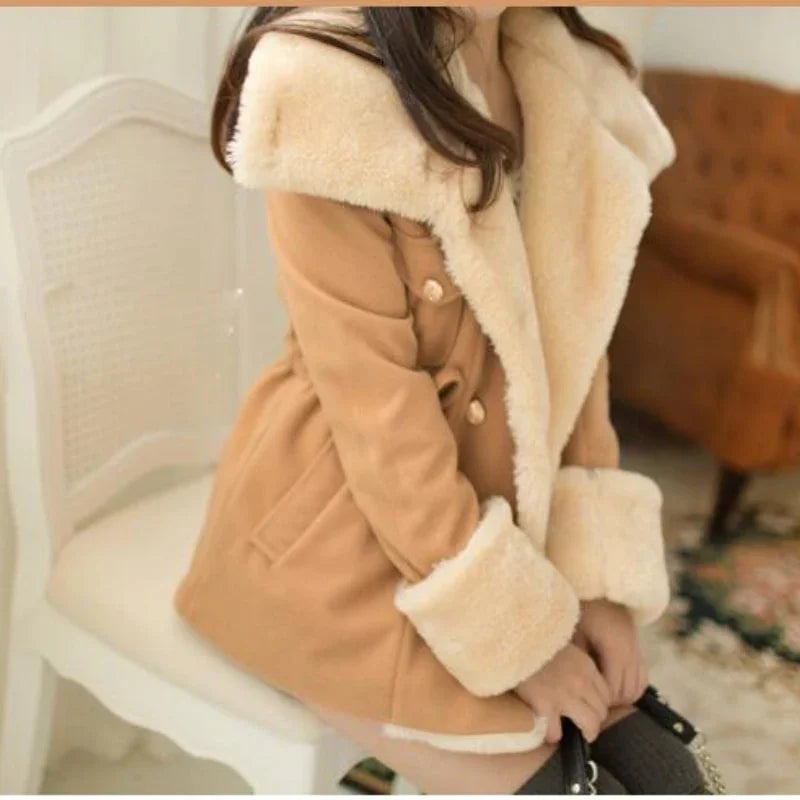 Warme Mäntel Wolle  Zweireihige Dicke Lässige Pelz | tif-shop24.de