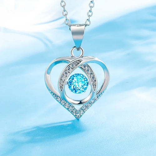 Eleganter Und Blaue Strassstein-Herz-Anhänger Mit Halskette, Exquisites Valentinstag, Geburtstagsgeschenk | tif-shop24.de